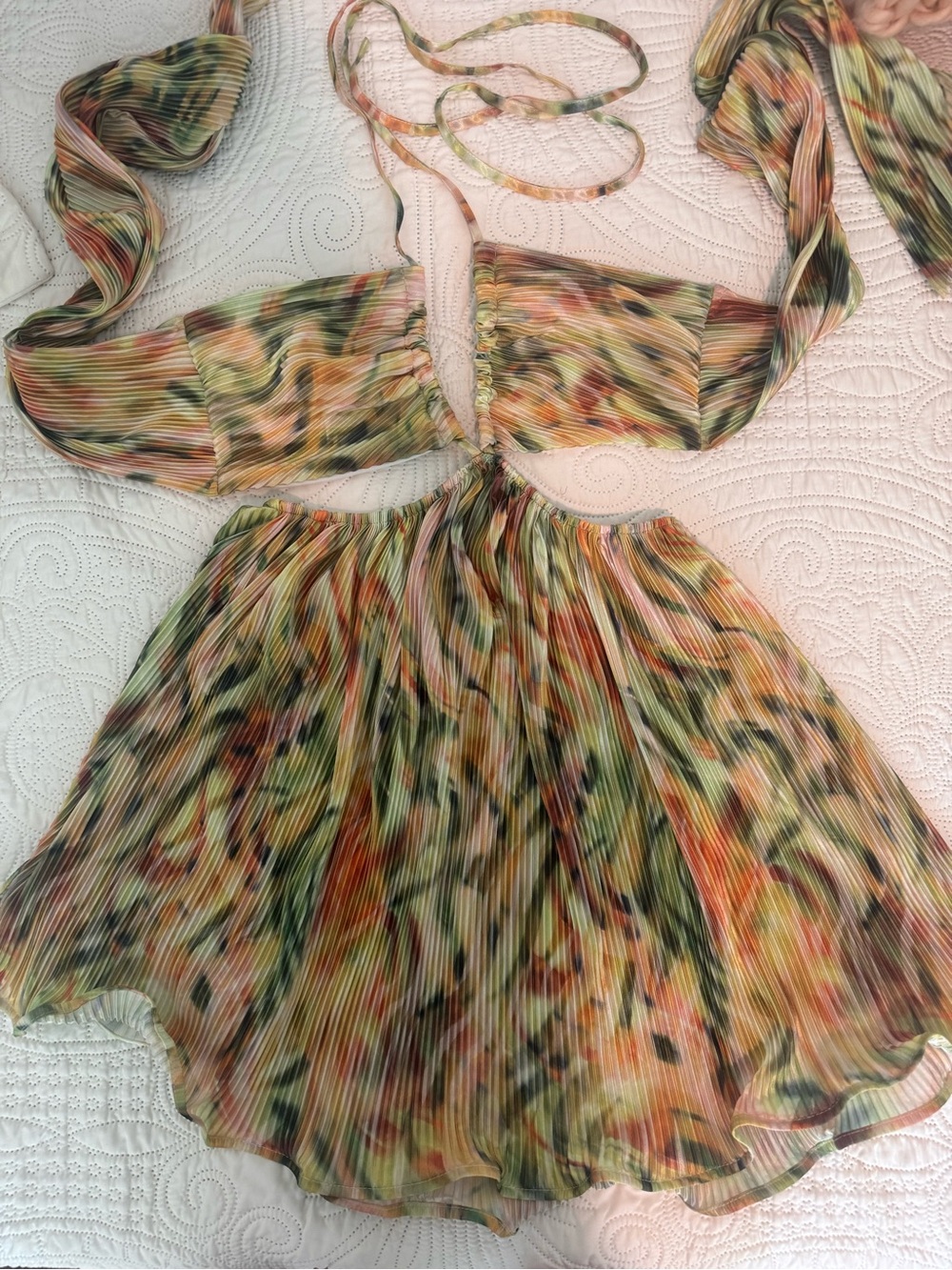 Summer Green Cutout Halter Mini Dress